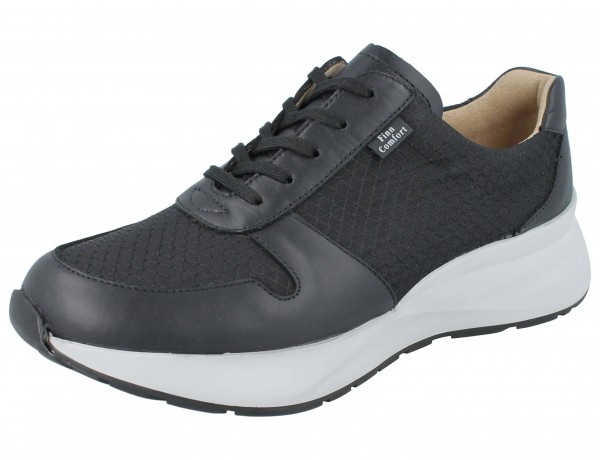 bequemer Damensneaker schwarz Mesh und Glattleder mit Wechselfußbett