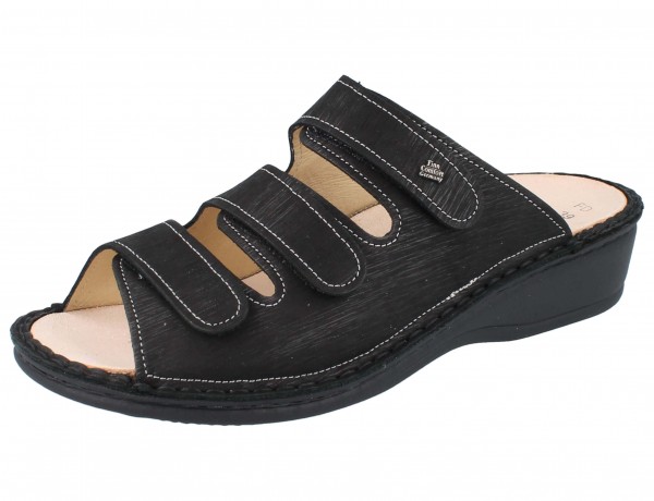 FINN COMFORT Pisa Damen Pantoletten Hausschuhe schwarz Astor Nubukleder