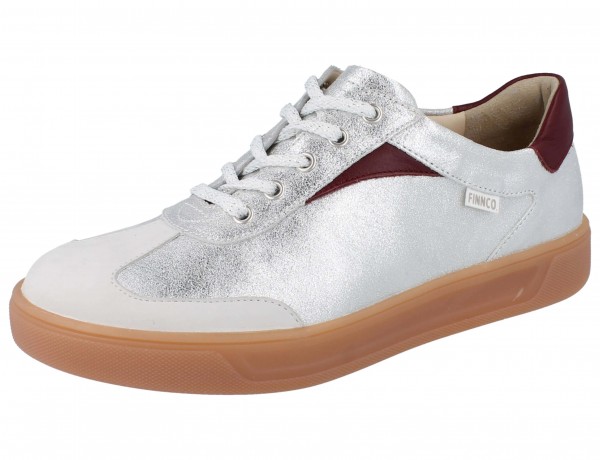 Finn Comfort Damen Sneaker in silber bordo Lederhalbschuhe