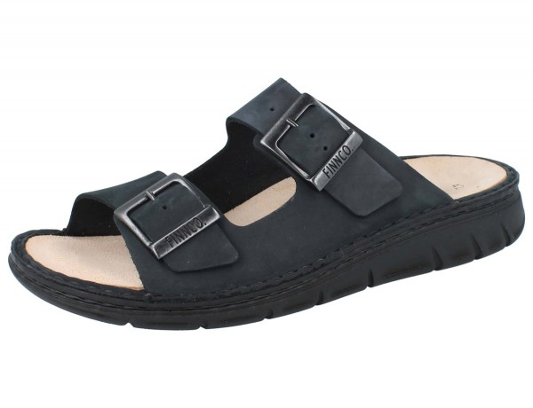 Marineblaue Damen und Herren Pantolette von Finn Comfort mit Wechselfußbett