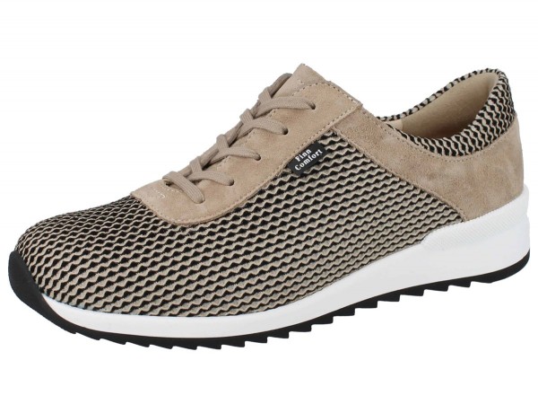 Finn Comfort Damen Halbschuhe mit Mesh und beigem Nubuklerder