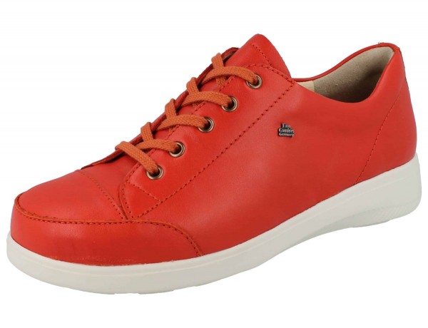 Finn Comfort Roter Damen Schnürhalbschuh aus Glattleder