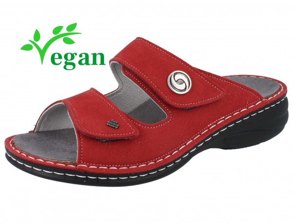 Finn Comfort Damen Pantolette aus Microfaser in rot komplett vegan