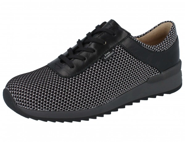 FinnComfort sportlicher Damenbequemsneaker schwarz aus Mesh und Glattleder und Wechselfußbett