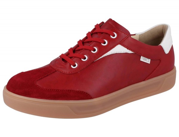 roter bequemer Damensneaker aus Leder mit stylischer Sohle und Wechselfußbett